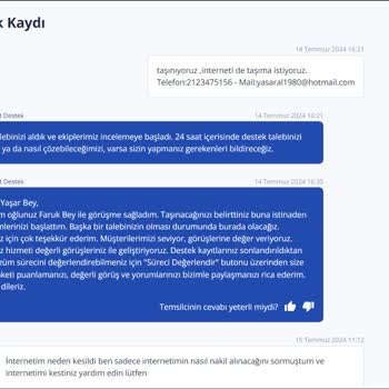 TurkNet'de Nakil İşleri Gerçekleştirilmiyor.