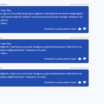 TurkNet'de Nakil İşleri Gerçekleştirilmiyor.