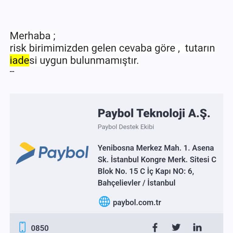 Paybol Para İadesi Yapmıyor