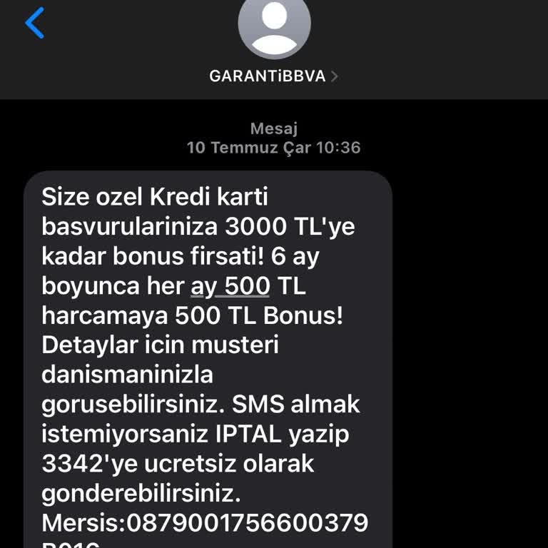 Garanti BBVA 6 Ay 500 TL Bonus Vaadi