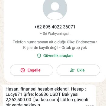 WhatsApp Finansal Hesabın Eklendi Adı Altında Gelen Mesaj