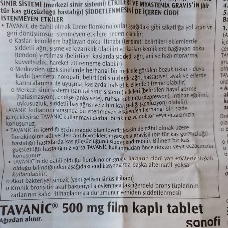 Sanofi Tavanic Antibiyotik Yan Etkisi