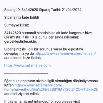 Sefamerve Alışveriş Sitesi Üzerinden Yapılan Ürün Satın Alımı