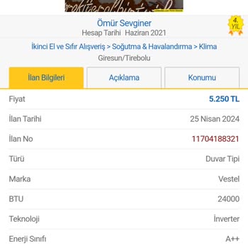 Sahibinden Klima Alımı Hakkında