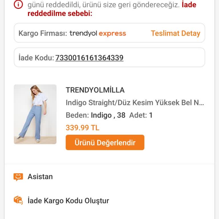 Trendyol Milla Ürün Yok Denilip İade Ödeme Yapılmadı.