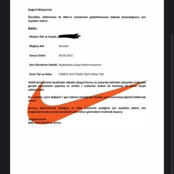 Wunder Kusurlu Ürün Değişimi Yapmaması