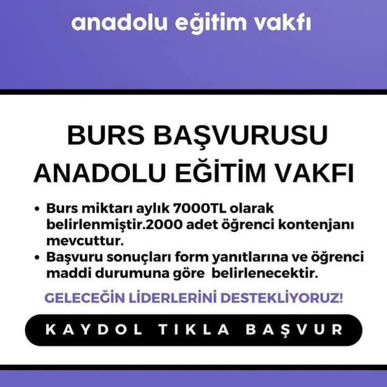 Anadolu Eğitim Vakfı Burs Başvurusu Kimlik Bilgilerim Alındı!