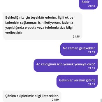 Getir Yemek Bitmek Bilmeyen İade Problemi