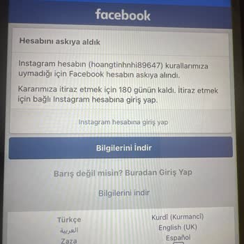 Facebook Bana Ait Olmayan Instagram Hesabı İçin Facebook Hesabım Askıya Alındı