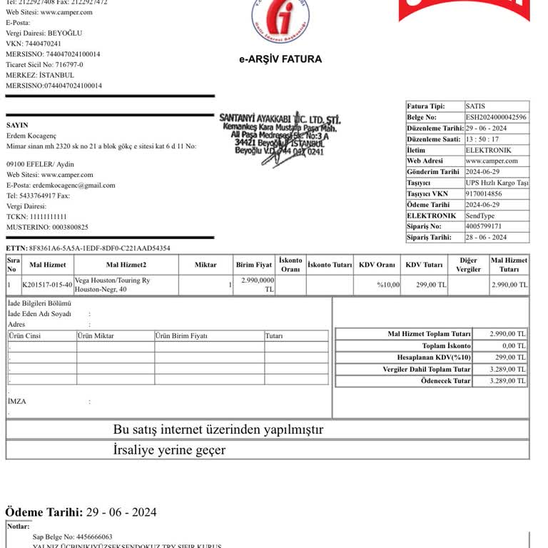 Camper Gönderilmeyen Ürün Hk