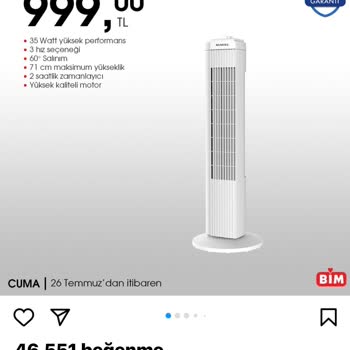 BİM ‘den Kule Vantilatör Alamadım