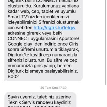 Digiturk Teknik Servisi Kurulum İçin Gelmiyor