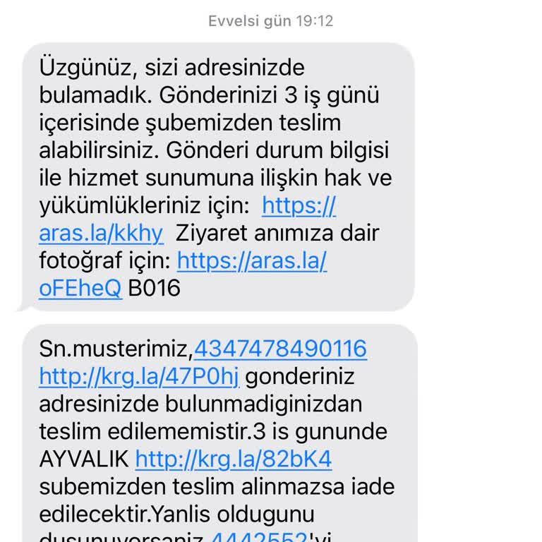 Aras Kargo Ayvalık Şube 3 Gün Denen Bekletmesini Yapmayıp İade Etti!
