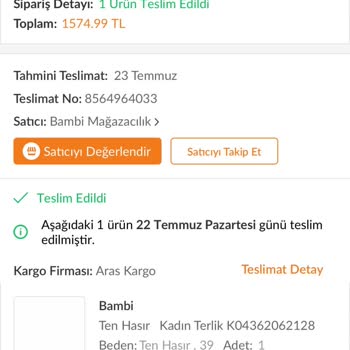 Trendyol Aracılığıyla Aldığım Ürünün Kaybolması