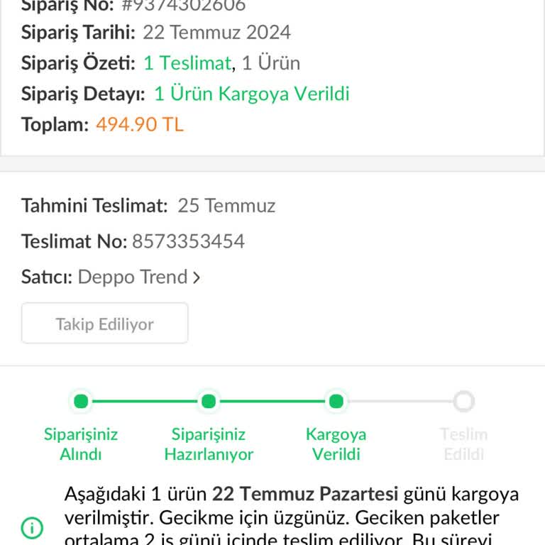 Trendyol Express Kargo Süresinde Gecikme
