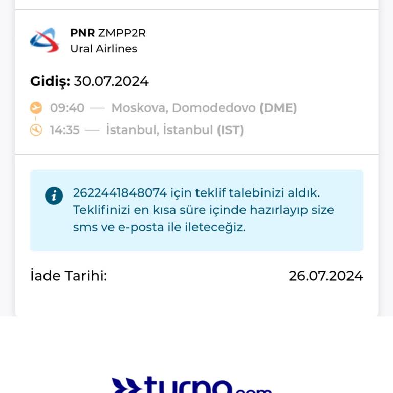 Turna.com Bilet Ücreti İade Etmeme Problemi