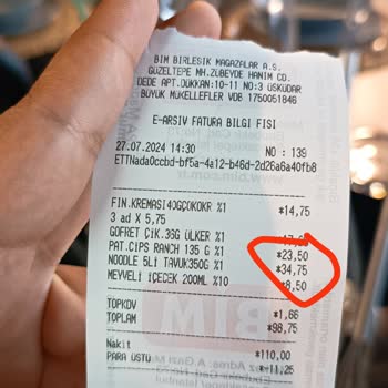 BİM Üsküdar Güzeltepe Mah. Şubesinde Kasa-Etiket Farkı