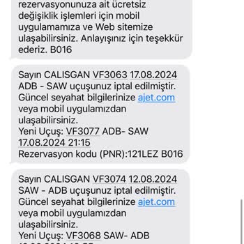 Ajet İptal Edilen Uçuşlar