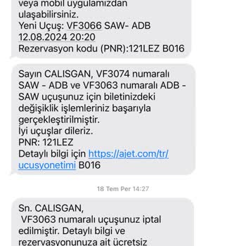 Ajet İptal Edilen Uçuşlar