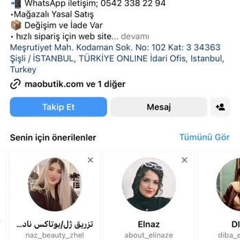 Maobutik Mao Butikten Verilen Sipariş
