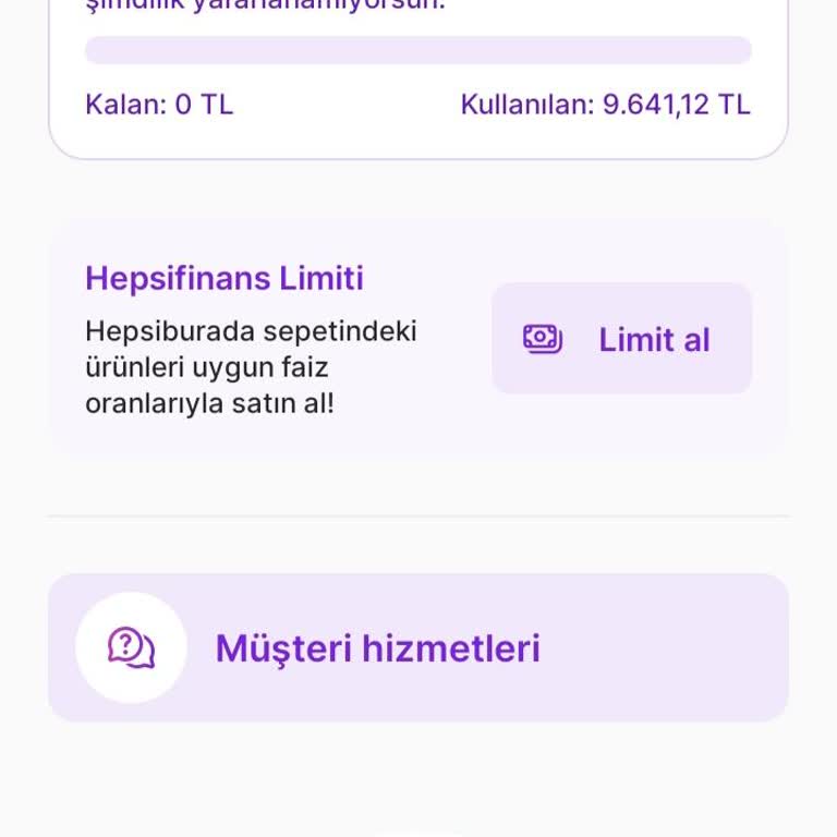 Hepsiburada Limit Güncelleme İsteği