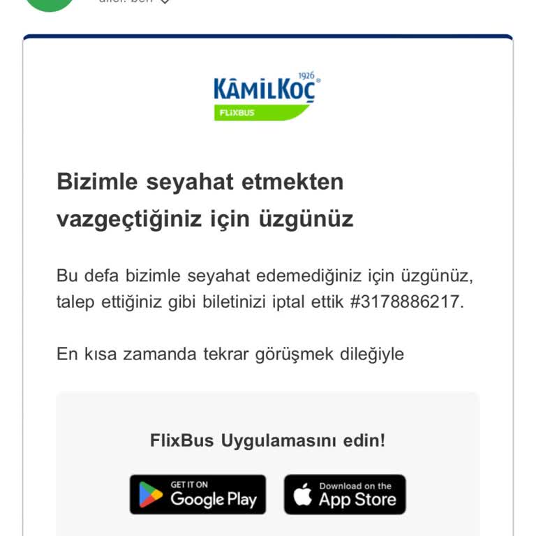 Kamil Koc Bilet İade Ücreti