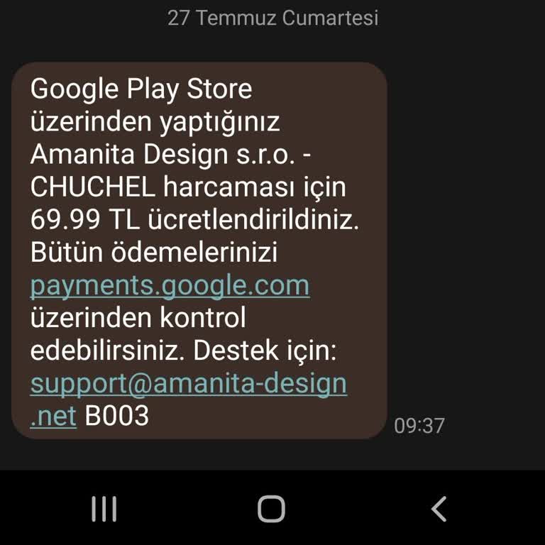 Google Pay İndirmediğim Oynamadığım Bir Oyundan Kesilen 69.99 TL'lik Ücret İadesi