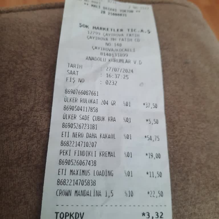 Şok Market Etiket Başka Fiş Başka