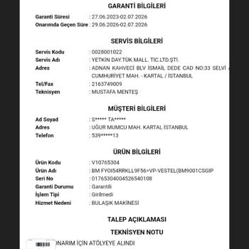 Kartal Vestel Yetkili Servisinin Tamir Hatası