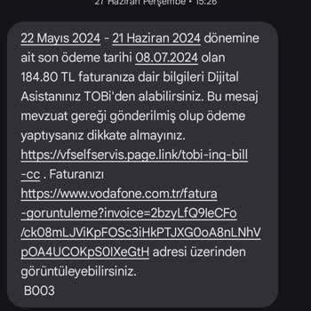 Vodafone Taahhüt Bitmesi Aşırı Fatura 604 Tl Fatura