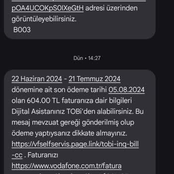Vodafone Taahhüt Bitmesi Aşırı Fatura 604 Tl Fatura