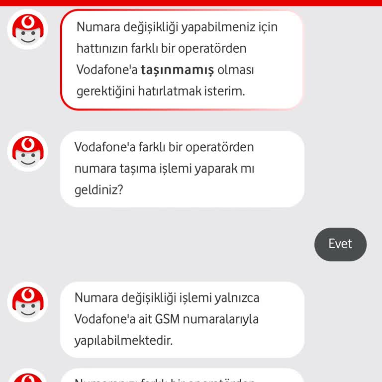 Vodafone Operatörden Geçiş Nedeniyle Numara Değişikliği Yapmaması