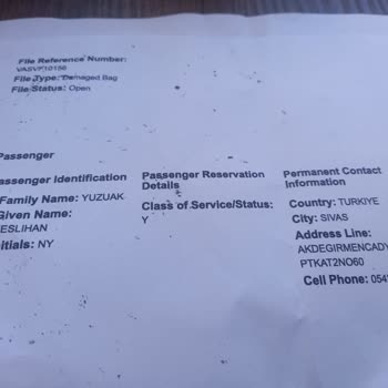 A Jet Hasarlı Bagaj Bildirimi