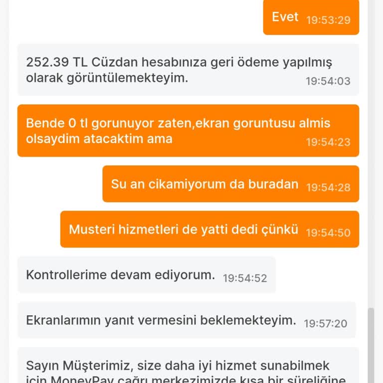 MoneyPay Paramı İade Etmiyor.
