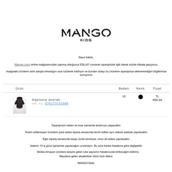 Mango Stokta Olmayan Ürünü Sattı