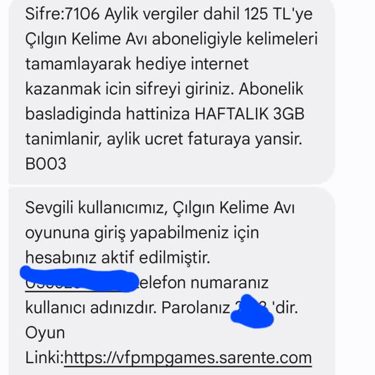 Vodafone Çılgın Kelime Avı Ücretlendirme Sorunu
