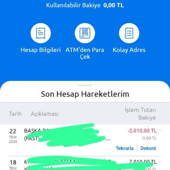 Nkolay ATM'DEN Yatırdığım Parayı Hesabıma Geçirmedi
