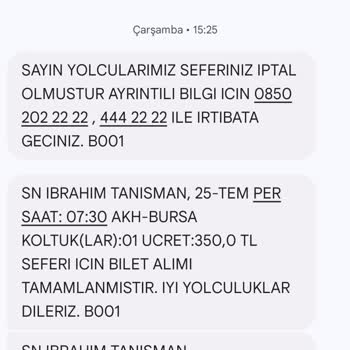 Balıkesir Uludağ Turizm 10 Gün Önce Aldığım Otobüs Seferini İptal Etti