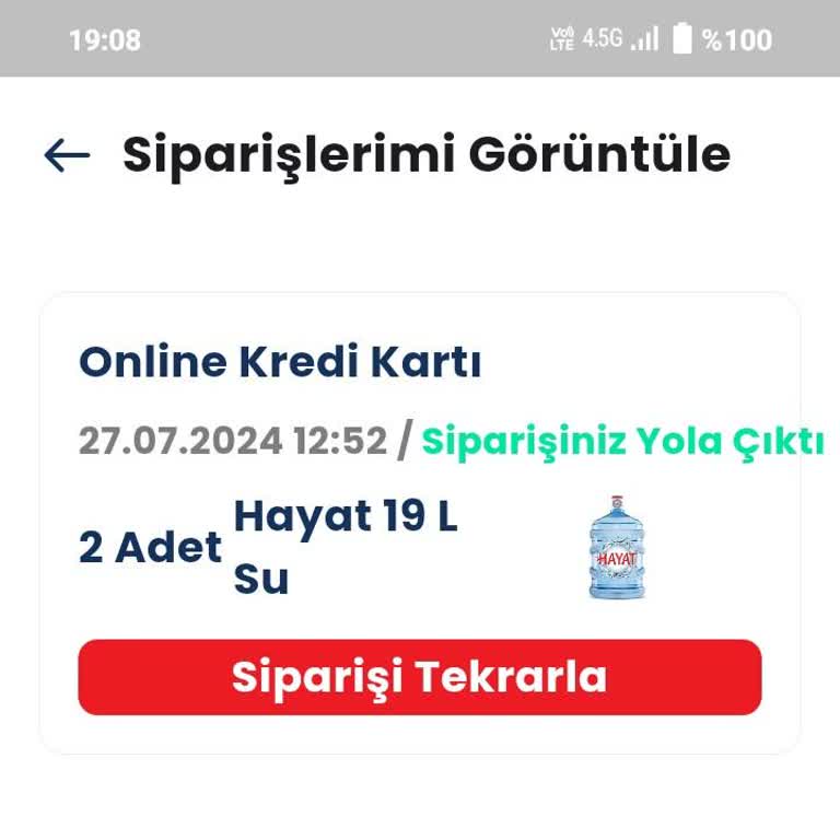 Hayat Su Sipariş Gelmedi İlgi Sıfır