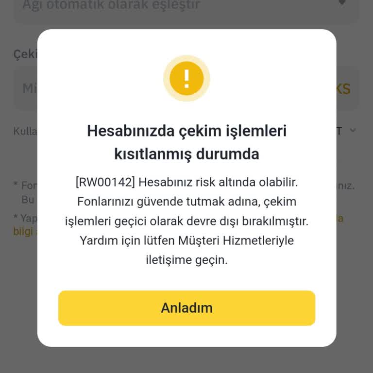 Binance RW00142 Askıya Alma İşlemini Nasıl Düzeltebilirim
