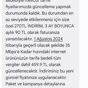 Millenicom İlk 5 Ay Sonrası 369.90TL Olması Gerekirken 459.90TL