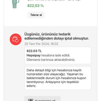 Hepsiburada'dan Aldığım Stanley Termoslar Gönderilemedi, Hayal Kırıklığı Yaşadım