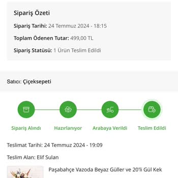 ÇiçekSepeti Parasını Ödediğim Ürün Teslim Edilmedi
