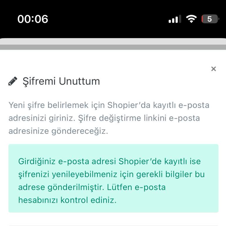 Shopier Şifre Yenileme Sorunu