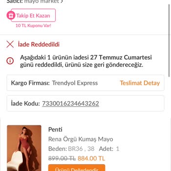 Trendyol Haksız İade Reddi