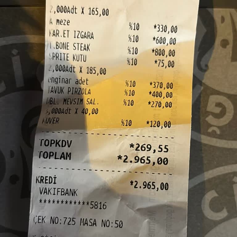 Vesta Restaurant Yemeğin Kalitesi Sıfır, Fiyatlar Aşırı Yüksek!