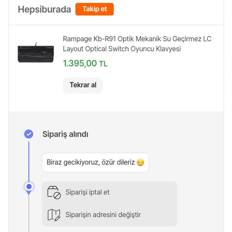 Hepsiburada "Biraz Gecikiyoruz, Özür Dileriz" Hatası