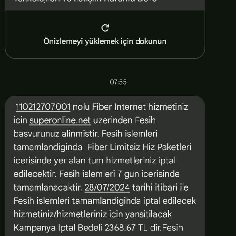 Turkcell Superonline Cayma Bedeli Fazlalığı