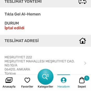 Watsons Online Sipariş İptali