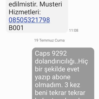 Türk Telekom Sim Menü Caps 9222 'a Öfkem Hakkında
